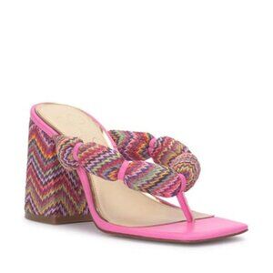 JESSICA SIMPSON Olimpio Square-toe Slip-on Thong Sandals In Blush Comb Sz: 8.5